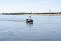 Commercial fishing vessel Pedlar crossing New Bedford outer harbor