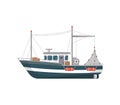 Commercial fishing vessel side view icon Royalty Free Stock Photo