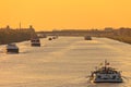 Commercial freight boats in The Netherlands Royalty Free Stock Photo