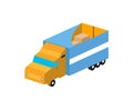 Commercial freight truck isometric isolated icon