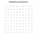 commercial insurance icons, signs, outline symbols, concept linear illustration line collection