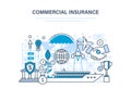 Commercial insurance. Insurance of business, ships, aircraft. Property insurance, security.