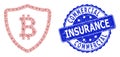 Textured Commercial Insurance Round Watermark and Recursion Bitcoin Shield Icon Composition