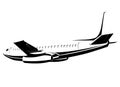 Commercial Jet Plane Airliner Flying Side View Isolated Retro