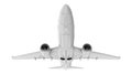 Commercial jet plane. 3D render. Bottom front view
