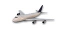 Commercial jumbo jet plane, aircraft on white