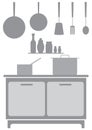 Commercial Kitchen Background in Shades of Gray