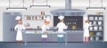 Commercial Kitchen with Cartoon Characters Chef