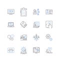Commercial learning line icons collection. Business savvy, Sales-driven, Goal-oriented, Marketing-focused, Revenue