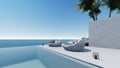 3d render pool terrace sea view relax out door Royalty Free Stock Photo