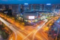 Commercial mall and crossroad aerial view in Chengdu, China Royalty Free Stock Photo