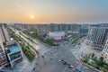 Commercial mall and crossroad aerial view in Chengdu, China Royalty Free Stock Photo