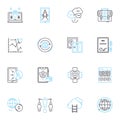 Commercial management linear icons set. Procurement, Contracting, Negotiation, Planning, Risk, Cost, Budgeting line