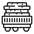 Commercial merchandise distribution icon outline vector. Heavy rolling stock flatcar Royalty Free Stock Photo
