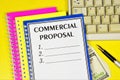 Commercial offer - text inscription on the planning form