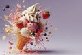 Commercial photo about icecream explosion of taste. Royalty Free Stock Photo