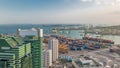 Commercial port of Singapore aerial timelapse. Royalty Free Stock Photo