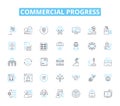 Commercial progress linear icons set. Advancement, Efficiency, Innovation, Growth, Expansion, Development, Success line