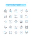 Commercial progress vector line icons set. development, commerce, growth, success, expansion, profit, efficiency