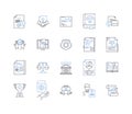 Commercial realm line icons collection. Industry, Business, Corporate, Enterprise, Commerce, Trade, Market vector and