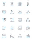 Commercial relaxation linear icons set. Serenity, Relaxation, Rejuvenation, Leisure, Oasis, Tranquility, Soothing line