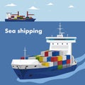 Commercial sea shipping banner template Royalty Free Stock Photo