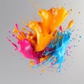 Commercial shooting of colorful splash paint. Generative AI Royalty Free Stock Photo