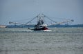 A commercial shrimp boat entering the harbor in Charleston.