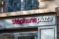 Commercial sign and logo of a StÃ©phane Plaza real estate agency, Paris, France