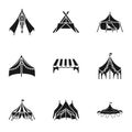 Commercial tent icon set, simple style