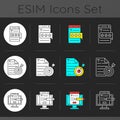 Commercial text for digital marketing dark theme icons set