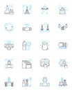 Commercial trade linear icons set. Commerce, Export, Import, Wholesale, Retail, Trading, Business line vector and