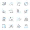 Commercial trade linear icons set. Commerce, Export, Import, Wholesale, Retail, Trading, Business line vector and