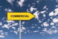 commercial traffic sign on blue sky Royalty Free Stock Photo