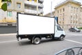 Commercial truck with empty mockup banner