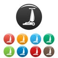 Commercial vacuum cleaner icons set color