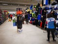 Commercial worker arranging the products at Decathlon