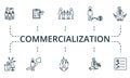 Commercialization icon set. Collection of simple elements such as the media plan, publicity, 13, debate, creditors Royalty Free Stock Photo