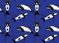 Commerson`s Dolphin Cartoon Background Seamless Wallpaper
