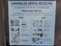 Commingled Mixed Recycling Signage Royalty Free Stock Photo