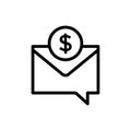 Commision, envelope, money line icon. Simple element illustration. Commision, envelope, money concept outline symbol design