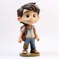 Commissioned 3d Rendering Of A Cute Boy Figurine Carrying A Backpack
