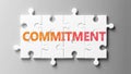 Commitment complex like a puzzle - pictured as word Commitment on a puzzle pieces to show that Commitment can be difficult and Royalty Free Stock Photo