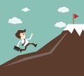 Commitment concept - Businessman climbing on the mountain