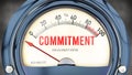 Commitment and Engagement Meter that hits less than zero, very low level of commitment Royalty Free Stock Photo