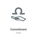 Commitment outline vector icon. Thin line black commitment icon, flat vector simple element illustration from editable zodiac Royalty Free Stock Photo