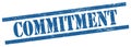 COMMITMENT text on blue grungy rectangle stamp