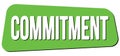COMMITMENT text on green trapeze stamp sign