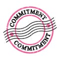 COMMITMENT, text on pink-black grungy postal stamp