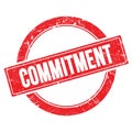 COMMITMENT text on red grungy round stamp